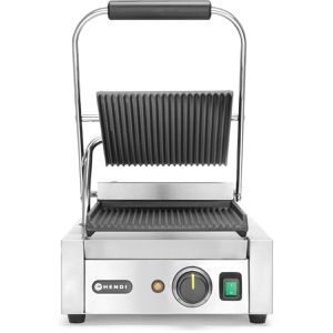 Hendi Kontaktgrill Panini, 263501, 1800 Watt, gerillte Gusseisen Grillplatte