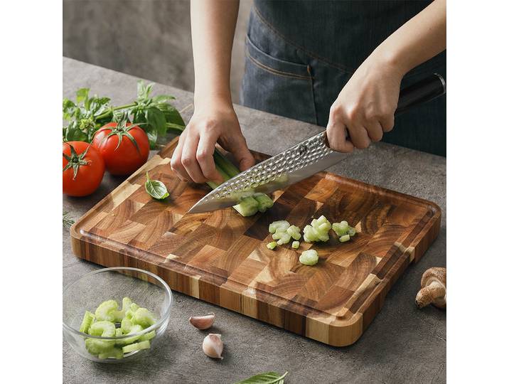 HEZHEN – planche à découper en bois d'acacia de qualité supérieure, accessoires de cuisine, planche à découper, évacuation de l'eau et outils de cuisine résistants à l'humidité