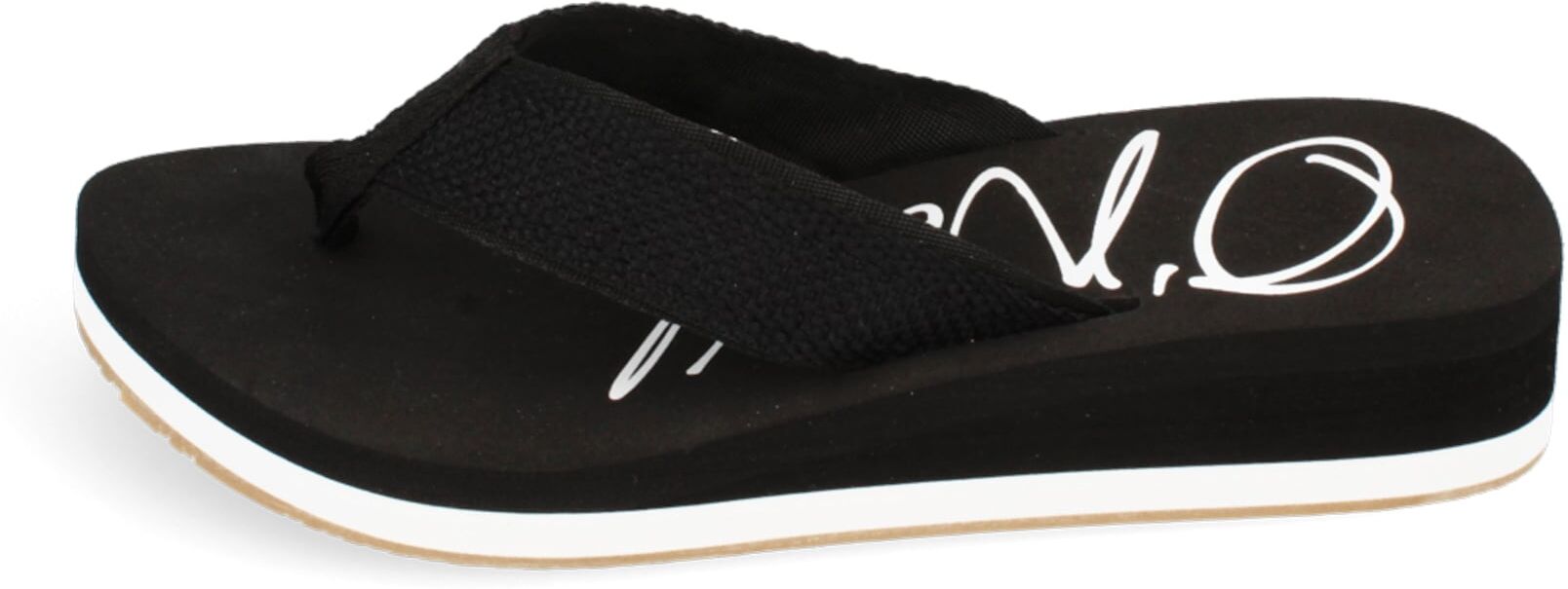 Zehentrenner O'NEILL "AGATE WOMEN SEMI-WEDGE", Damen, Gr. 41, atmungsaktiv, schwarz, Synthetik, Schuhe Zehentrenner schwarz 41, atmungsaktiv