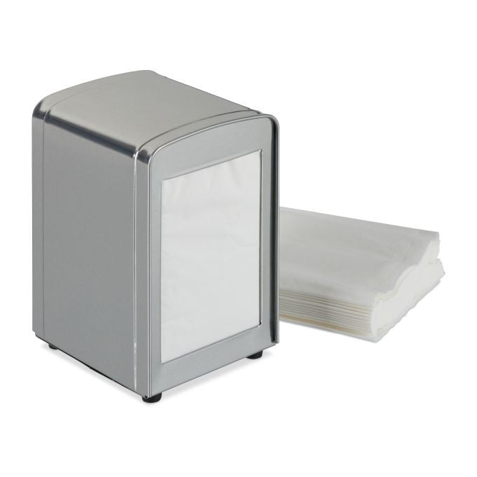 Relaxdays 2x Servettenhouder retro zilver, H x B x D: 15 x 9,5 x 11 cm