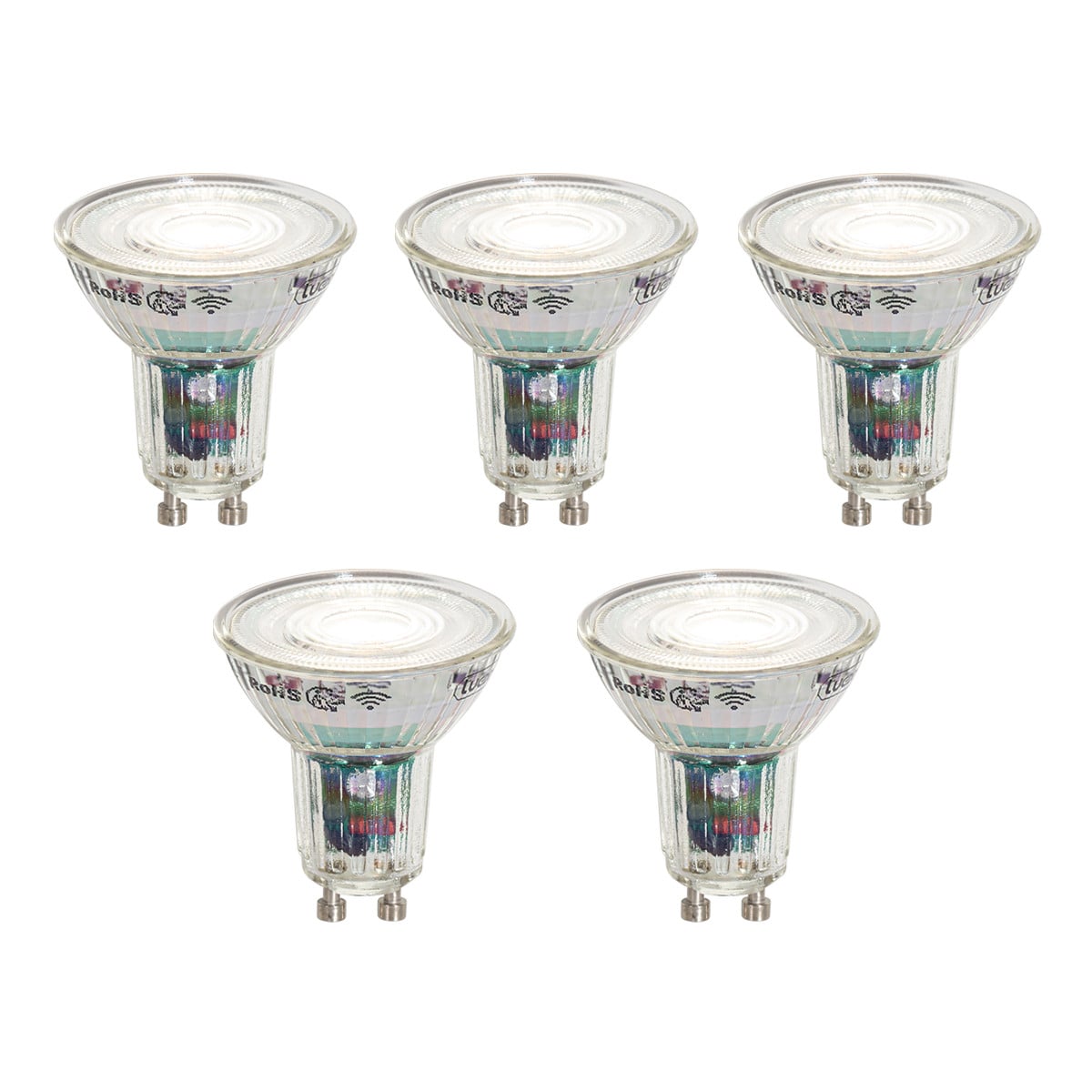Set van 5 LUEDD Smart GU10 LED lampen, helder, 4.8W, 400 lm