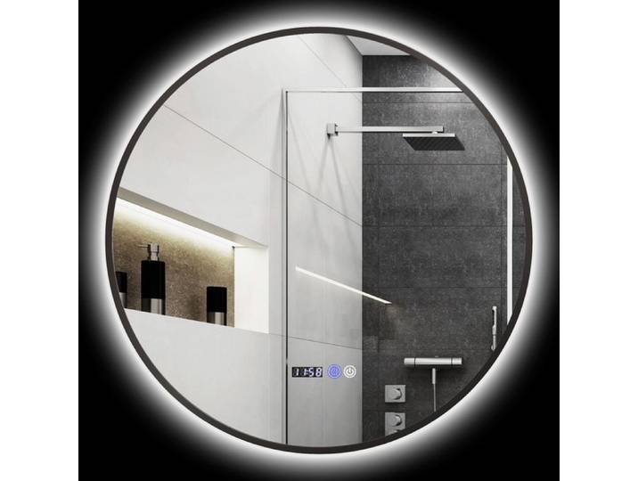 Miroir de salle de bain rond - HOMCOM - miroir rétro-éclairé - anti-buée - LED - noir