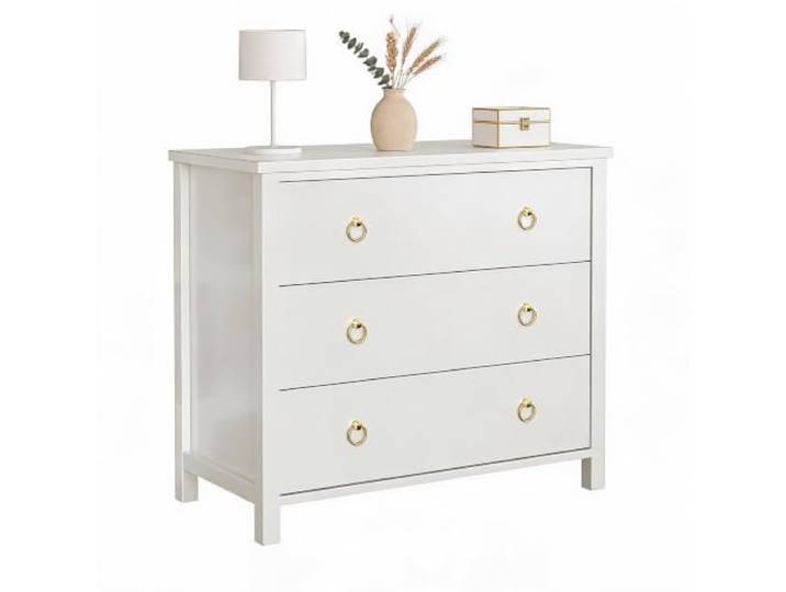 Litake Moderner 29 3-Schubladen-Kommode, Tiefe Schublade Metall-Öse Weiß Moderner 3-Schubladen-Nachttisch Verstärktem Metallrahmen, Sideboard für Schlafzimmer, Wohnzimmer, Kinderzimmer 40×80×74 cm