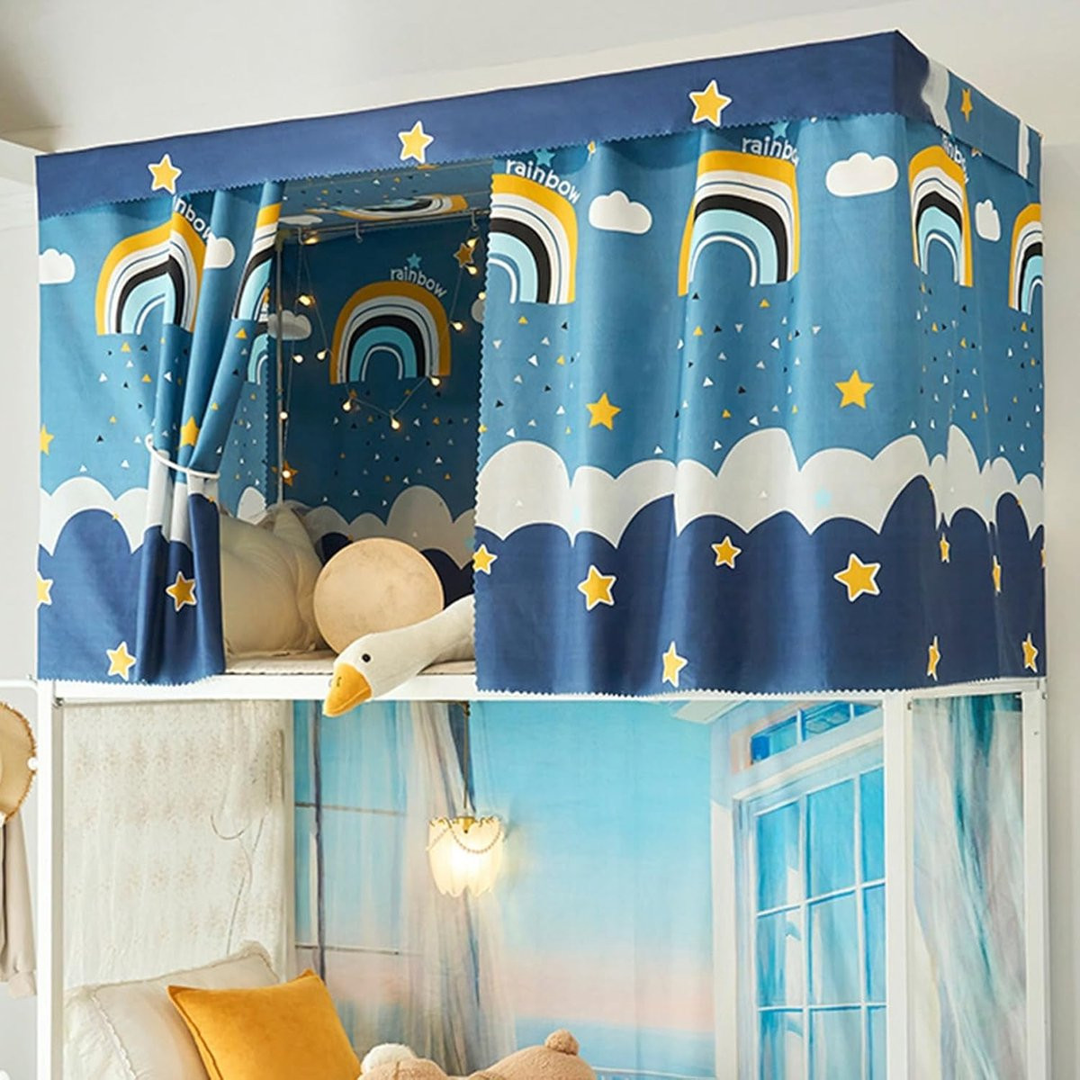 Verduisterend stapelbed gordijn voor privacy - Blauw - 1.2m x 1.5m