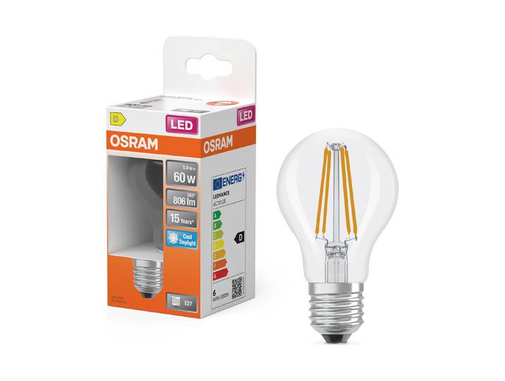 LED Birne A60 5,9W 865 fil E27
