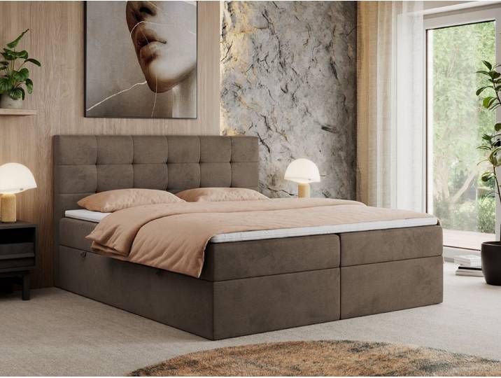 MKS MÖBEL Boxbett CENTOS (Boxspringbett - Set, Packung, Gepolsterte Kopfstütze, T30-Schaum, Topper T25/Visco, Modern), Doppelbett, Multipocket-Matratzen, zwei Bettkästen