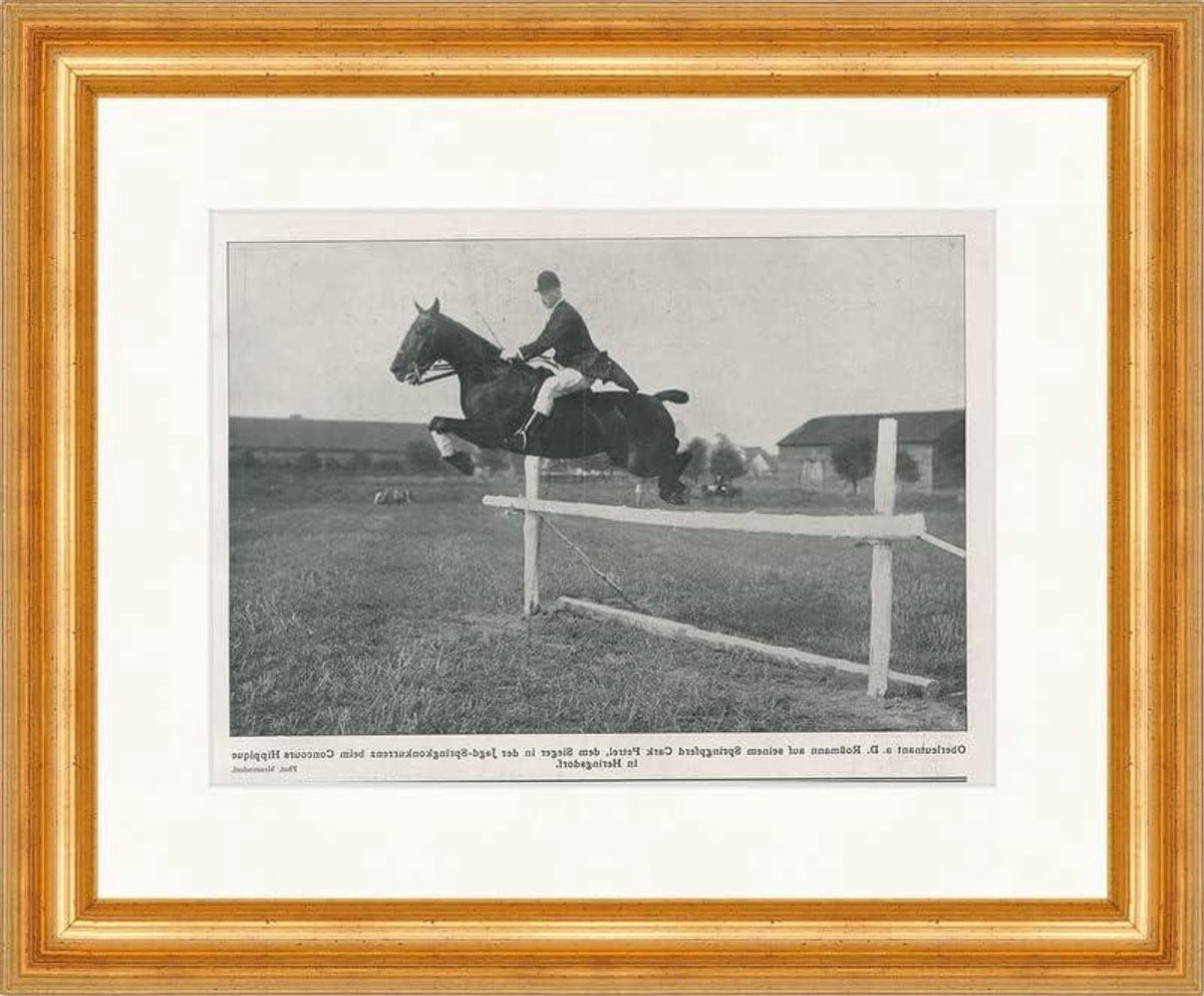 Kunstdruk Springpaard - Paardenprint Fotogravure - Wanddecoratie - 32 x 27 cm