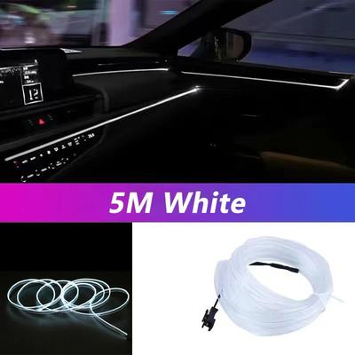 Uplifted Finds 5M Car Interior LED Strip Light USB Flexible Decorative Ambient Lamp cigarette Drive white