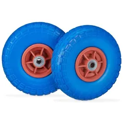 Relaxdays 8 x Sackkarrenrad PU blau-rot Blau,Rot