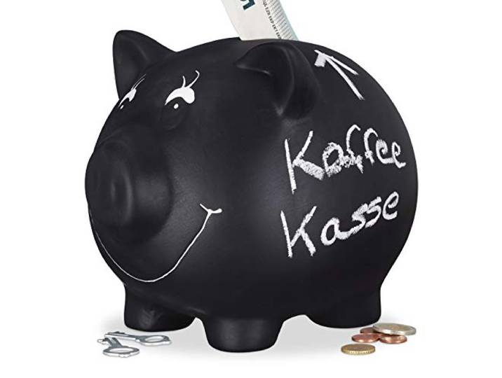Relaxdays 10022336 Tirelire Cochon\, Ardoise\, Personnalisable\, céramique\, Mariage\, Anniversaire\, baptême\, HxLxP 14x17x13 cm\, Noir\, env. 14 x 17 x 13 cm