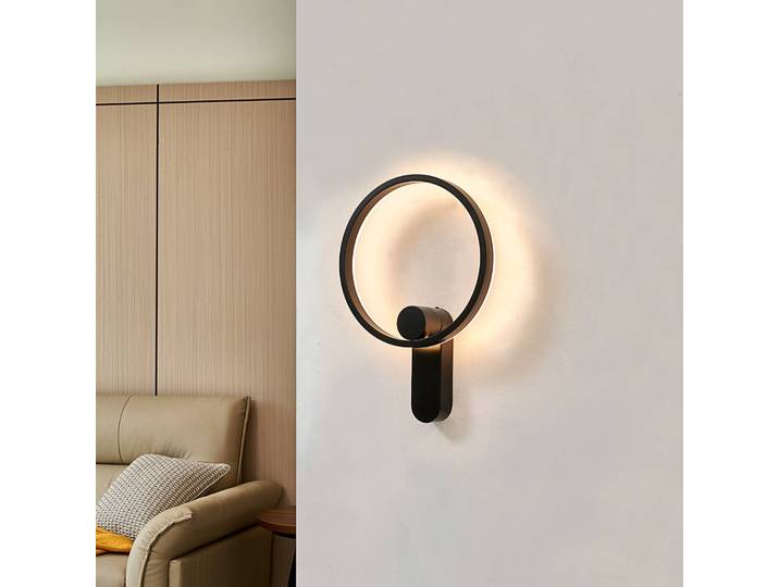 Wandleuchte Yekta Lucande, dimmbar, schwarz, für Wohn- / Esszimmer, Metall, Design