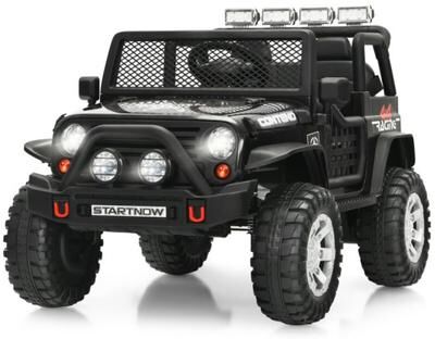 Costway 12V Kids Electric Ride On Truck with Remote Control and Operation Lever-Black