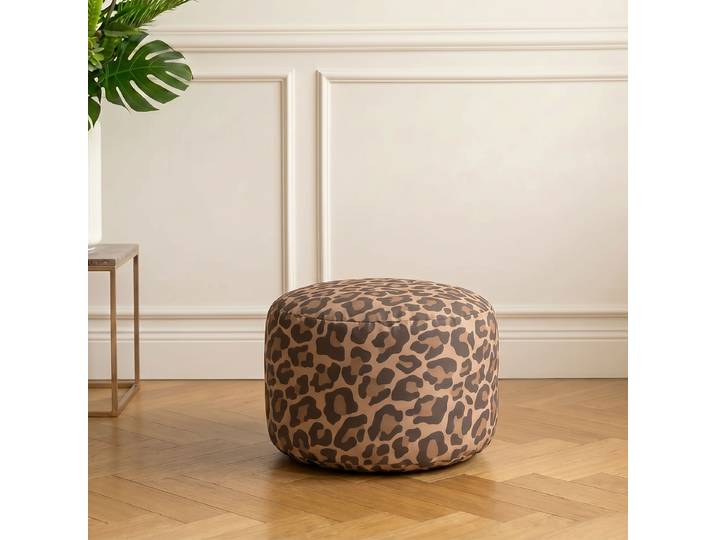 Pouf rond LEO Ø 50cm Marron
