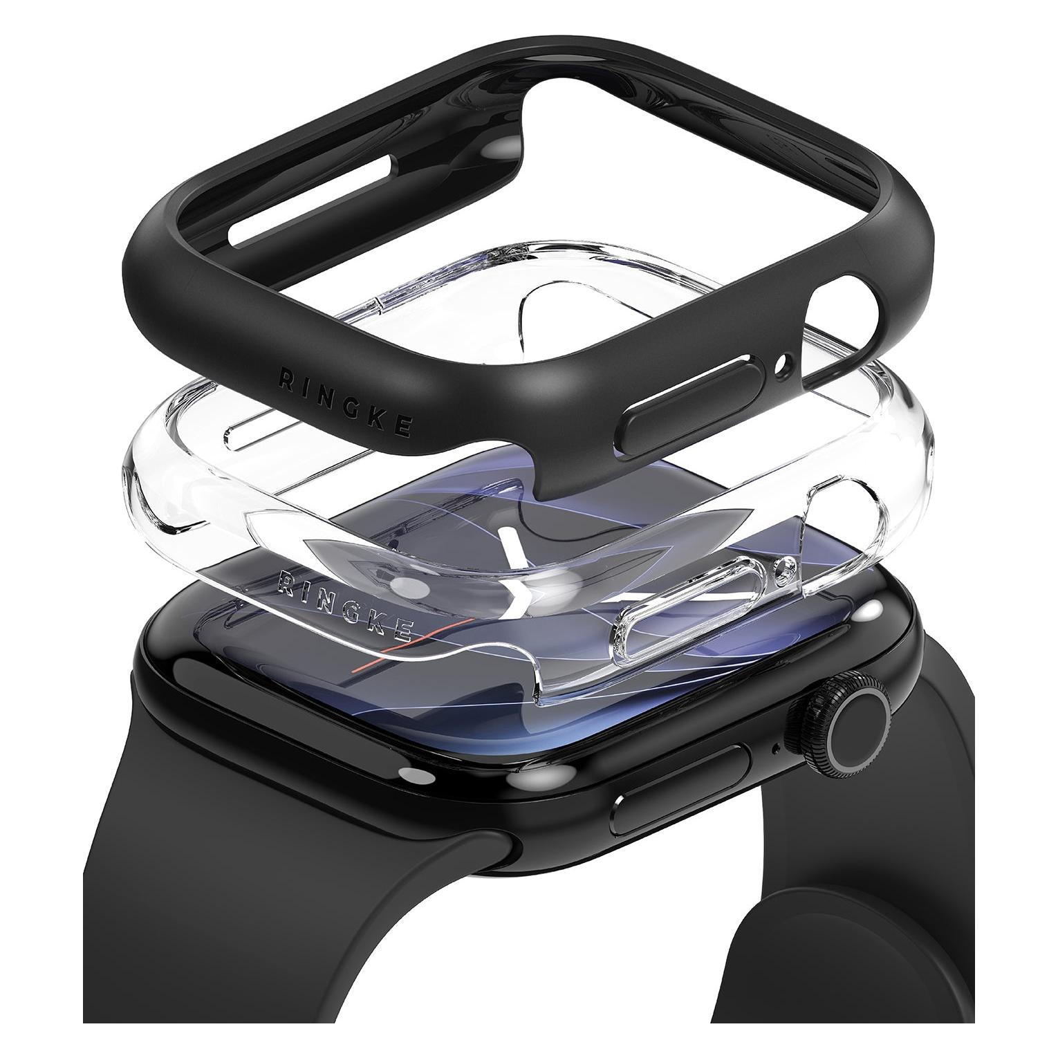 Ringke - (2erpack) Schlanke Hülle - Apple Watch 12 46mm - Klar/Matt Schwarz (S138201RS)