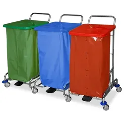 Floorstar TWD 3fach SOLID Trennwagen mit Fußpedal, SOLID Serie verchromt, ohne Säcke