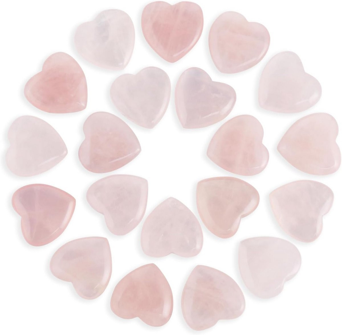 20 Gepolijste Rozenkwarts Hartstenen - Natuurlijke Kristallen voor Healing, Reiki en Decoratie