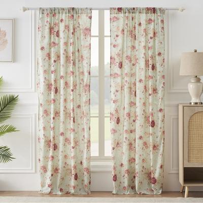 Greenland Home Fashions Antique Rose Extra Wide Curtains - 84-inch L Traditional Floral Curtain Panels (Set of 2)