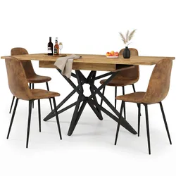 ESSTISCH-SET 1+4, ausziehbarer Tisch mit 4 Esszimmerstühlen
