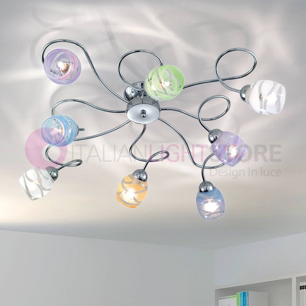 Camilla Plafoniera A Soffitto A 8 Luci Cromato Moderno