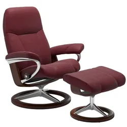 Stressless Sessel mit Hocker Consul Signature Leder Rot Batick Bordeaux L (Large)