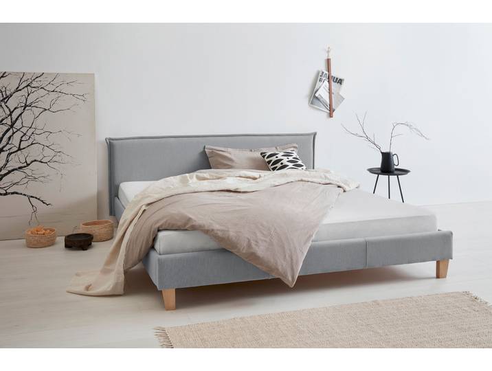Polsterbett, Blau, 205x212 cm, Strukturstoff, Ohne Bettkasten, Modern, OTTO-products