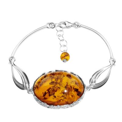 Armreif OSTSEE-SCHMUCK "- Clara - Silber 925/000 - Bernstein" Gr. 17, silber (silber 925, silberfarben, weiß), Armbänder, Damen, Silber 925 (Sterlingsilber), Armreif