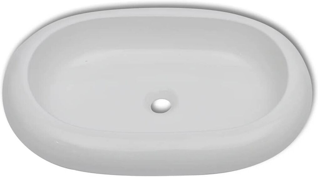 vidaXL Lavabo en forme ovale Céramique 63 x 42 cm Blanc