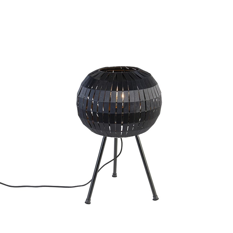 Qazqa Moderne Tafellamp Tripod - Zwart - Dimbaar - E27