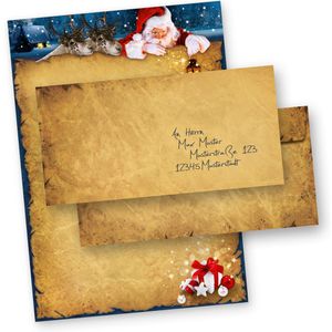 tatmotive Weihnachtsbriefpapier Nordpol Express, A4, 90 g/m², 100 Blatt + 100 Umschläge
