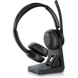 CSL Bluetooth Headset Over-Ear kabellos, Ladestation & USB-Dongle, Multipoint, 40 h, schwarz (Kabellos, USB-A), Office Headset, Schwarz