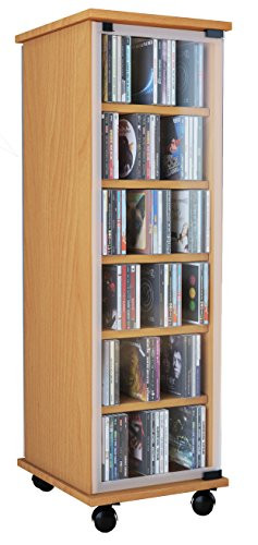 VCM Valenza open kast met glazen deur, bruin/beukenlook, B/D/H: 31 x 35 x 98 cm
