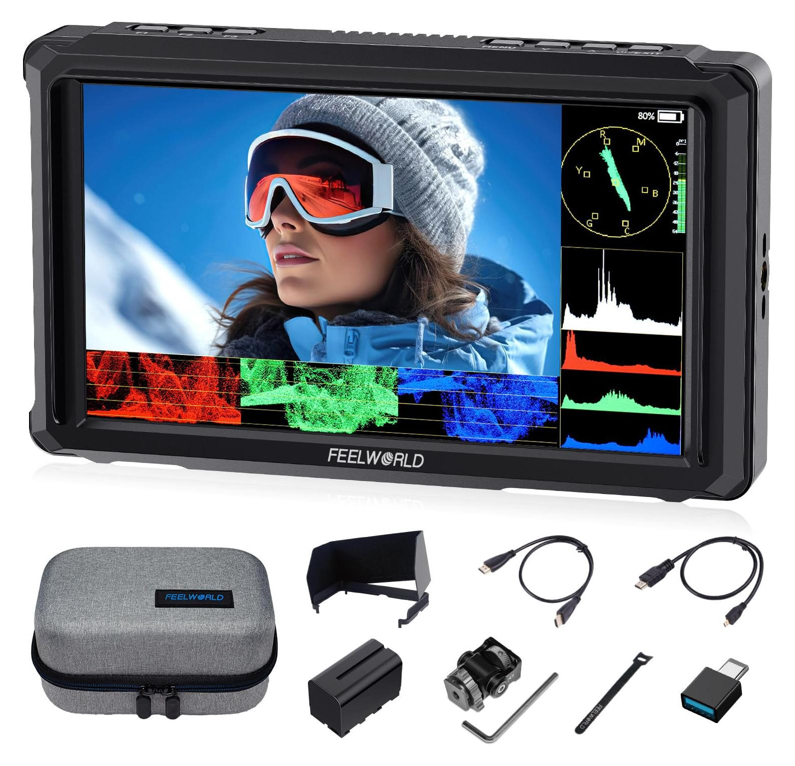 Selius 6 Inch 1200Nit DSLR Camera Monitor met F750 Batterij en 4K HDMI2.0