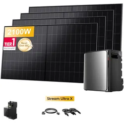 EcoFlow Stream Ultra X, All-in-One Speicher für Balkonkraftwerke, mit 4 x 480Wp Sunpro BC Bifazial Full Black Solarmodul, by Powerness - Stream Ultra X | 3840Wh / Gratis Smart Meter / Selbstabholung