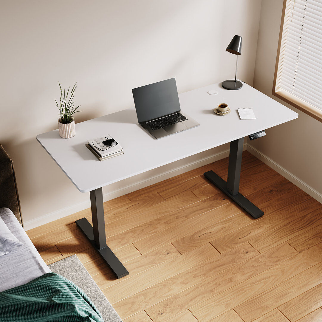 Inbox Zero 140cm W Height Adjustable Rectangle Standing Desk White