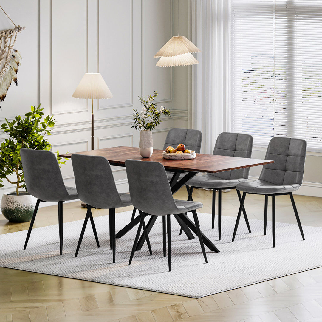 17 Stories 6 -Person Extendable Dining Set Brown/Grey 6