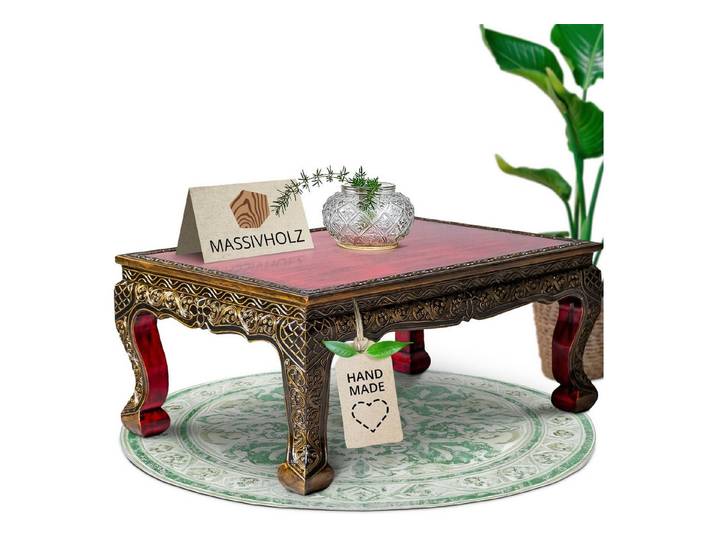 livasia Opiumtisch livasia Opiumtisch mit Goldverzierung, rot, handgefertigt, 76cmx50cm