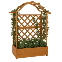 Hochbeet MCW-P66, Pflanz-/Blumenkasten Pflanzkübel Rankgitter Rankhilfe Spalier Holz MVG 138x110x44cm ~ natur