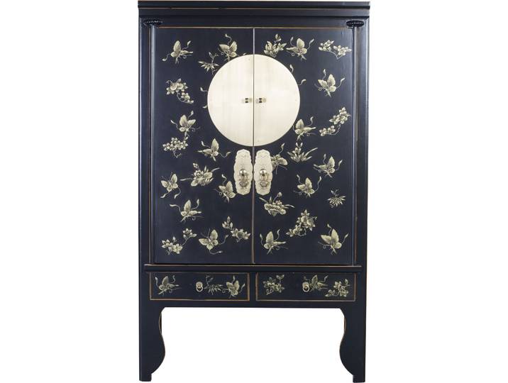 Fine Asianliving Armoire de mariage chinois Onyx Noir Peint à la main - Collection Orientique L100xP55xH175cm Armoire chinoise Armoire de mariage chinois Meubles asiatiques