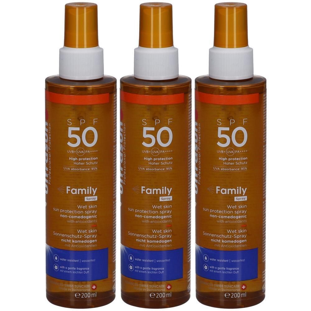 Ultrasun Family Wet Skin Spray SPF 50 x3 3x200 ml Gel