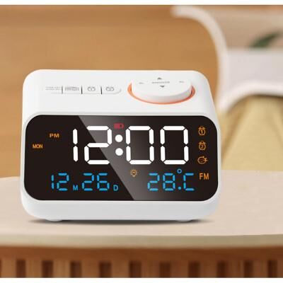 LightInthebox Alarm Clock Radio for Bedrooms Clock Radio with AM/FM Dual Alarm with Voice Control Temperature and Humidity Conversion USB Charger Sleep Timer Digital Clock Radio