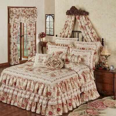 Touch of Class Heirloom Rose Ruffled Grande Bedspread Fawn, Full / Double, Fawn
