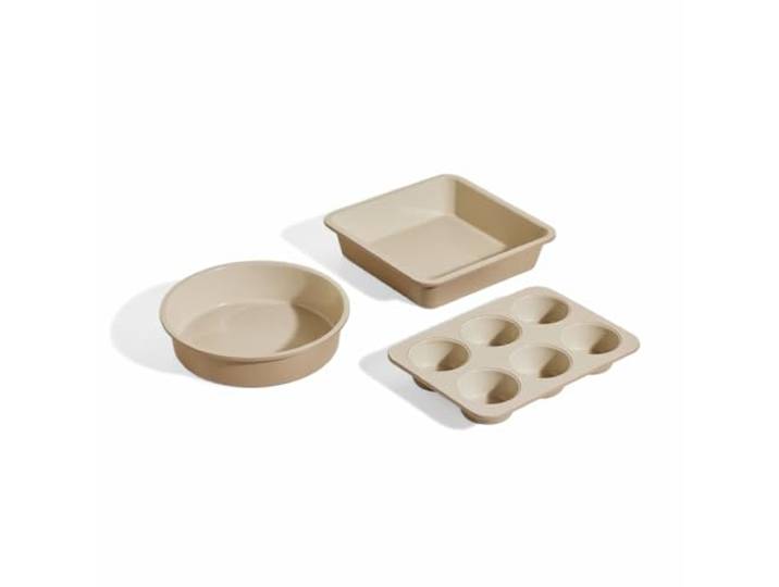 Our Place Wonder Oven Bäcker-Set – 3-teiliges ungiftiges Keramik-Backformen-Set (20 cm rund, 20 cm quadratisch, Muffinform für 6 Tassen) – ofenfest bis 232 °C – Dampf