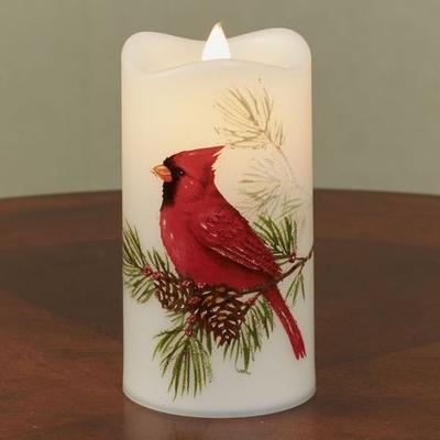 Regency International Cardinal on Pine LED Flameless Candle Red , Red