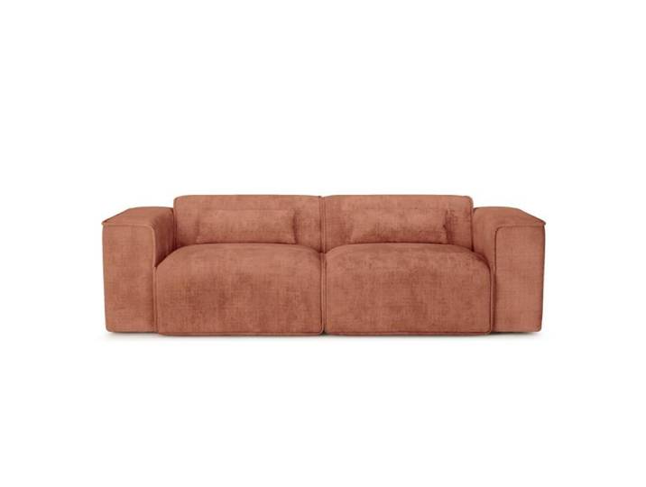 Canapé droit fixe NUNA 3 places tissu terracotta