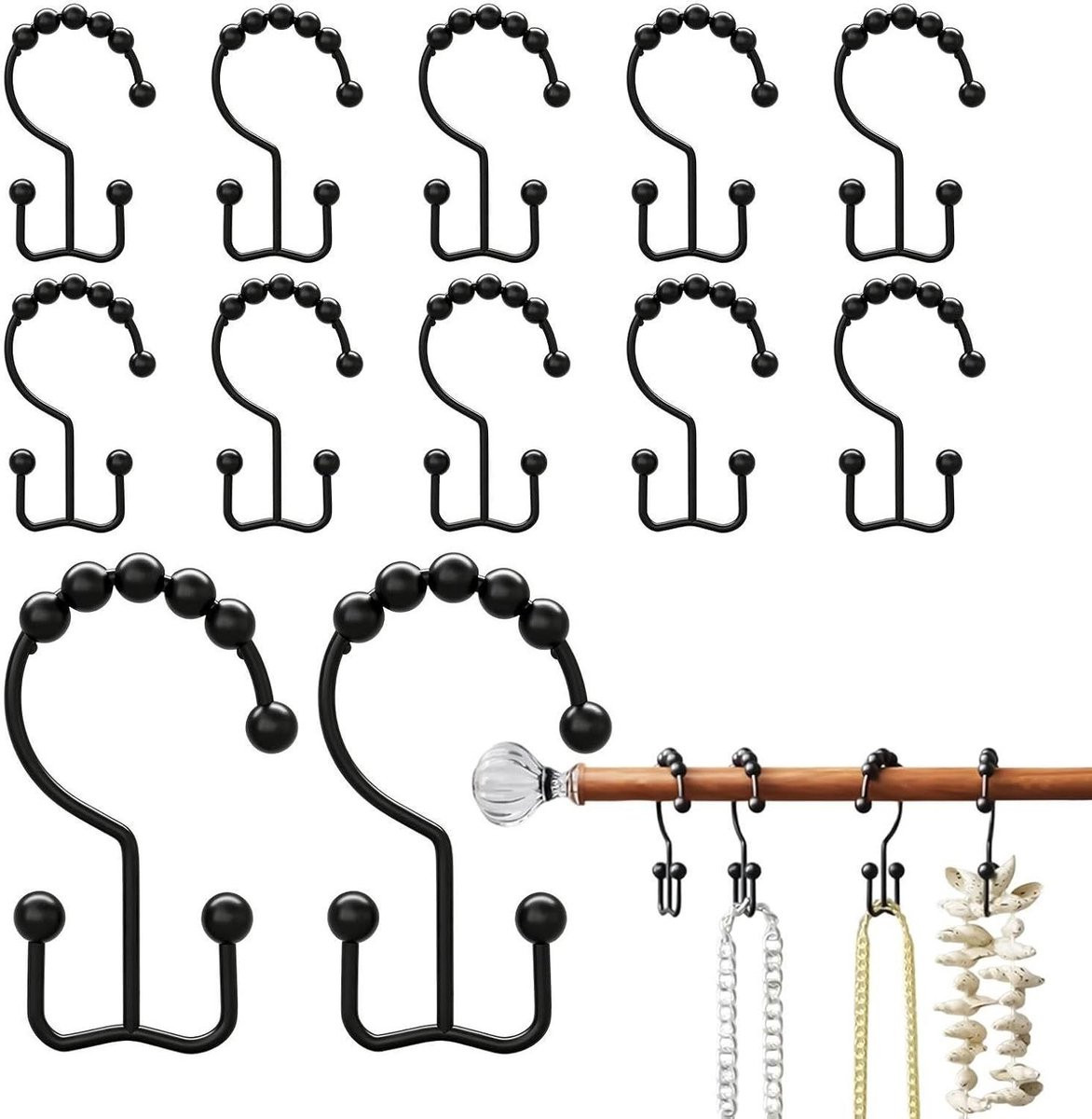 12 stuks Zilverkleurige Metalen Douchegordijnringen voor Soepele en Stille Beweging
