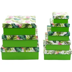 Geschenkkartonage Flamingos Mit Blätter