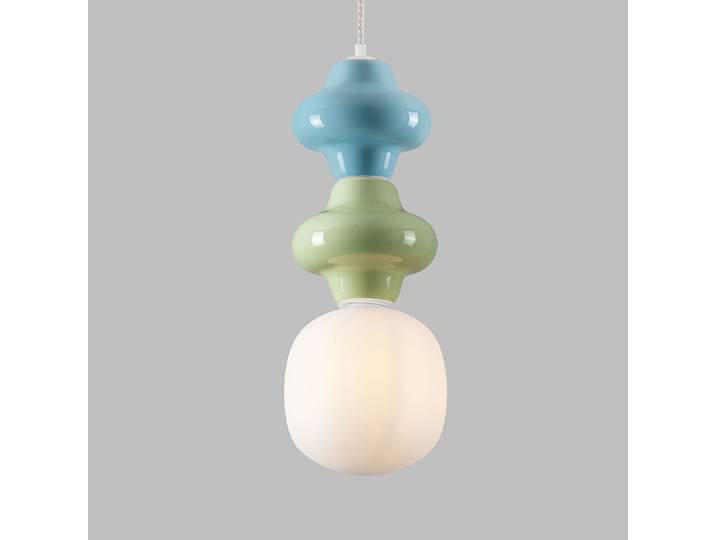 Suspension Clio type B Ø 18cm Vert/Bleu/Bleu/Vert céramique / verre opale LED G9