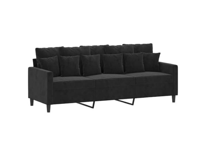 KTHLBRH 4-teiliges Sofaset aus schwarzem Samt mit Kissen Inklusive Sofa, 2-Sitzer, 3-Sitzer, Fußstütze, Metallrahmen, Schaumstoff