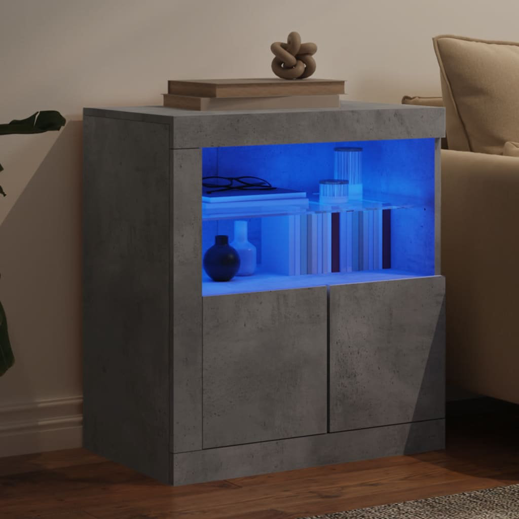 Metro Basiliki Sideboard with LED Lights Concrete Grey 67cm H X 60.5cm W X 37cm D