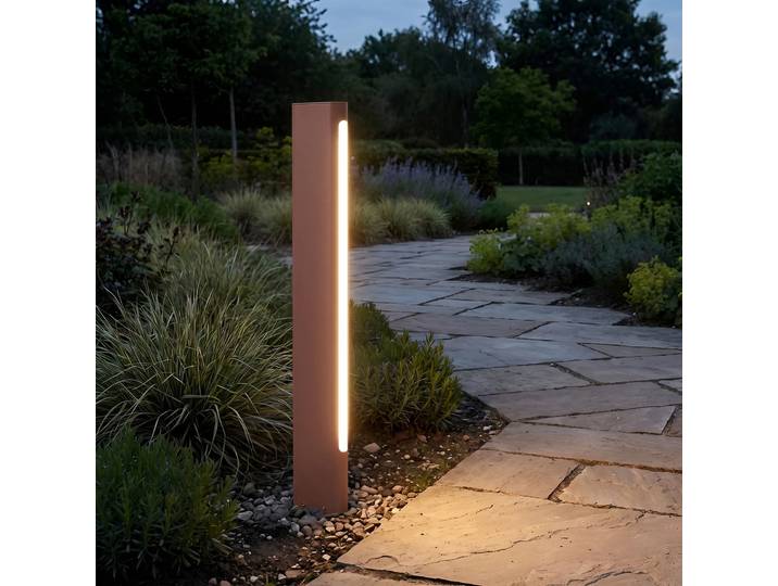 Celiora LED tuinpadverlichting, hoogte 80 cm, bruin, IP65 - Lucande - Modern - Aluminium - Hoekig